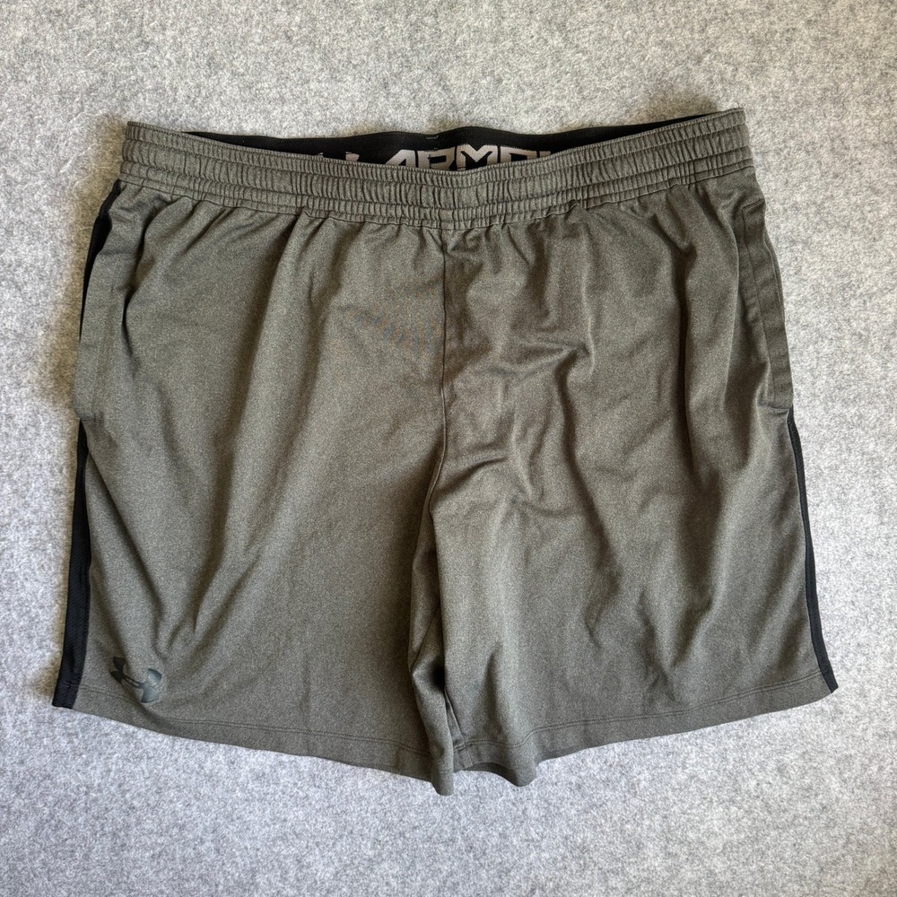 Under Armour Mens HeatGear Athletic Shorts XXL Gray Black Performance Mesh
